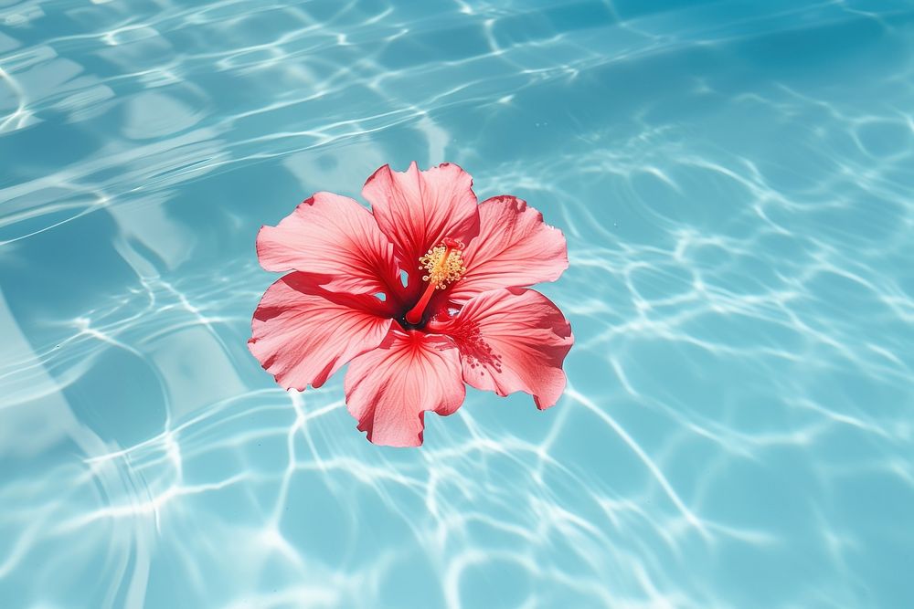 Hibiscus flower swimming summer. AI generated Image by rawpixel.