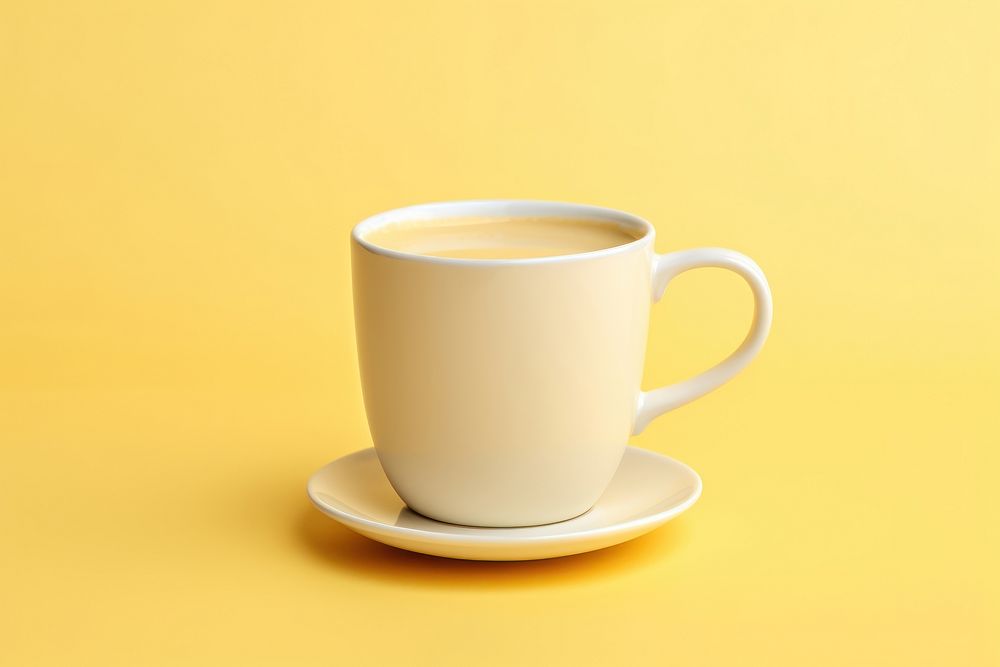 Cup coffee saucer yellow. AI generated Image by rawpixel.
