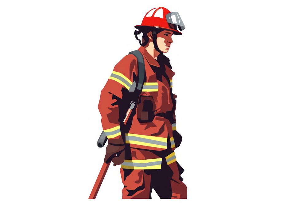Helmet adult white background firefighter. | Free Photo Illustration
