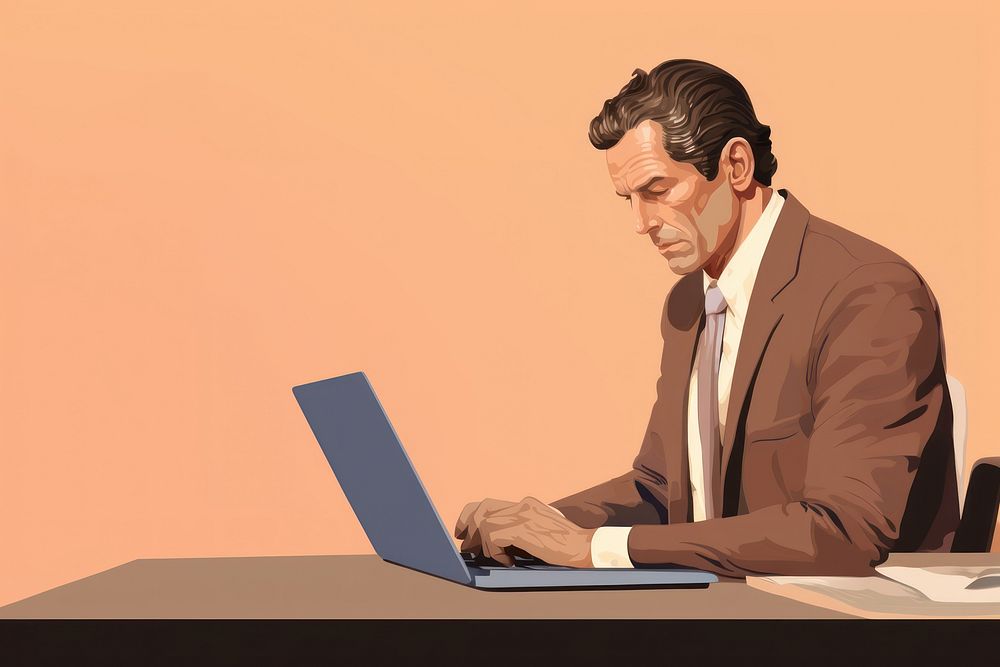 Sitting laptop adult man. AI generated Image by rawpixel.