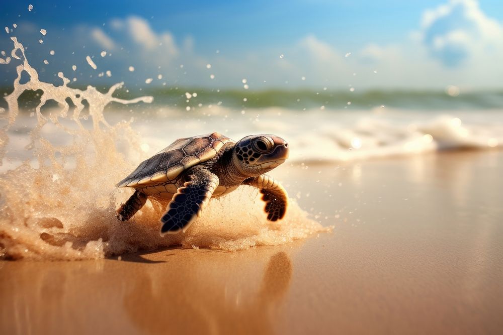 Animal sea outdoors reptile. AI generated Image by rawpixel.