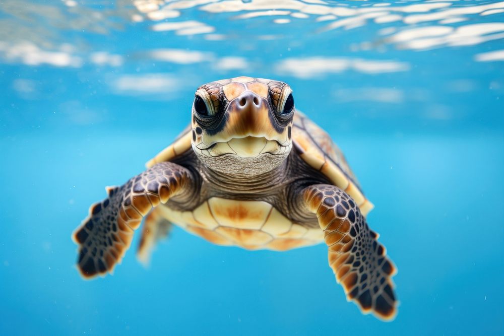 Swimming reptile animal turtle. AI generated Image by rawpixel.