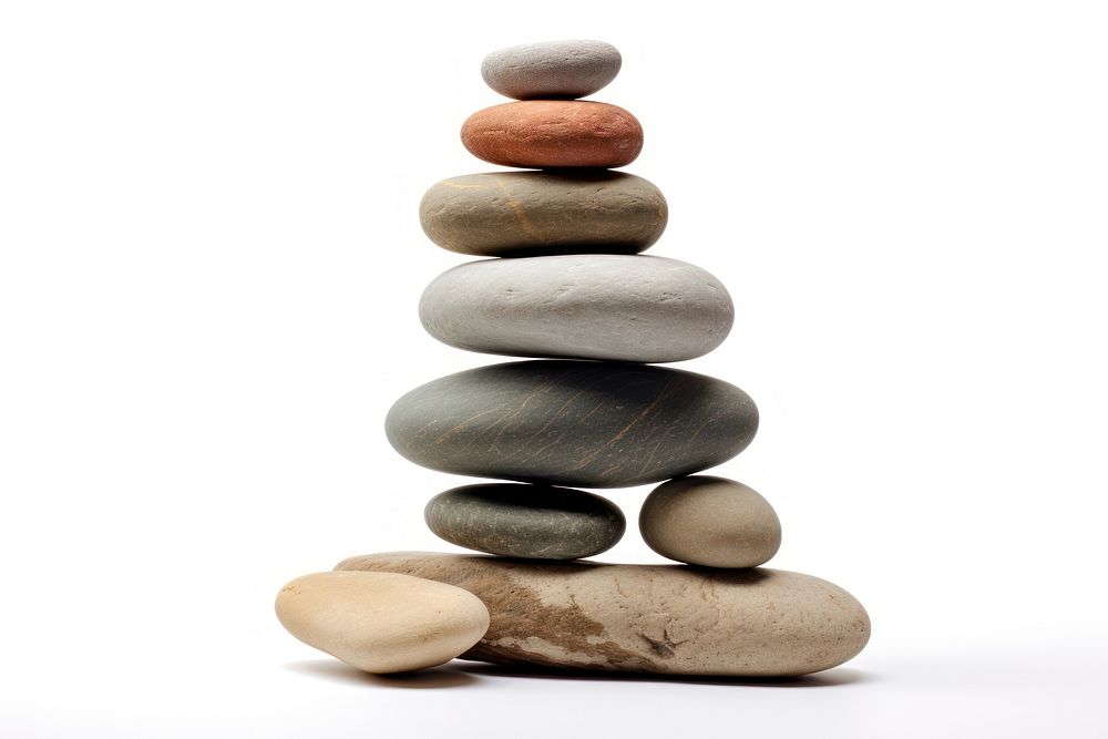 Pebble stone rock white background. AI generated Image by rawpixel.