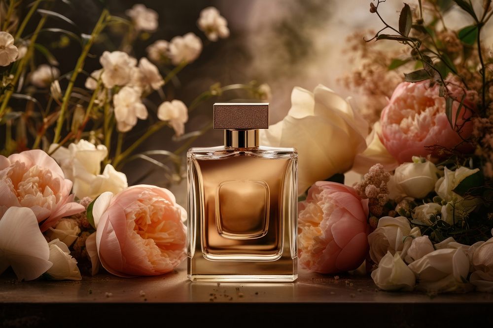 Bottle flower cosmetics perfume. AI generated Image by rawpixel.
