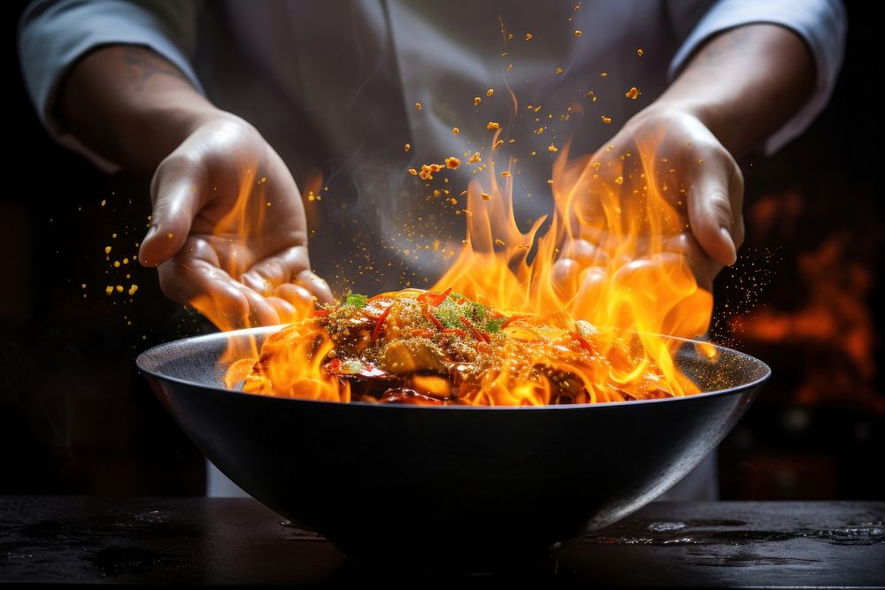 Food cooking hand chef. AI generated Image by rawpixel.