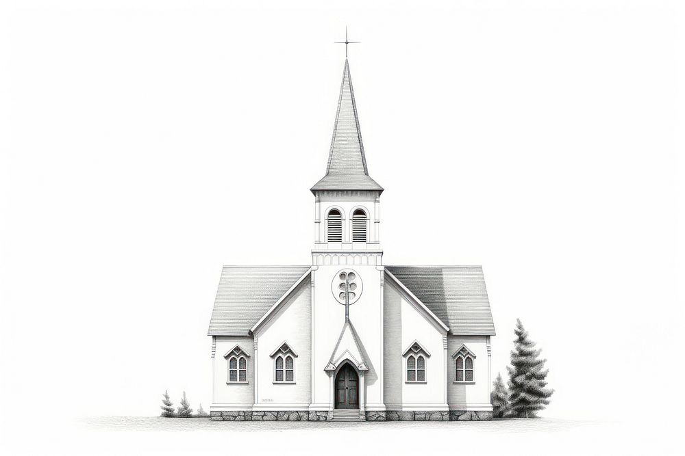 Architecture building steeple drawing. AI generated Image by rawpixel.