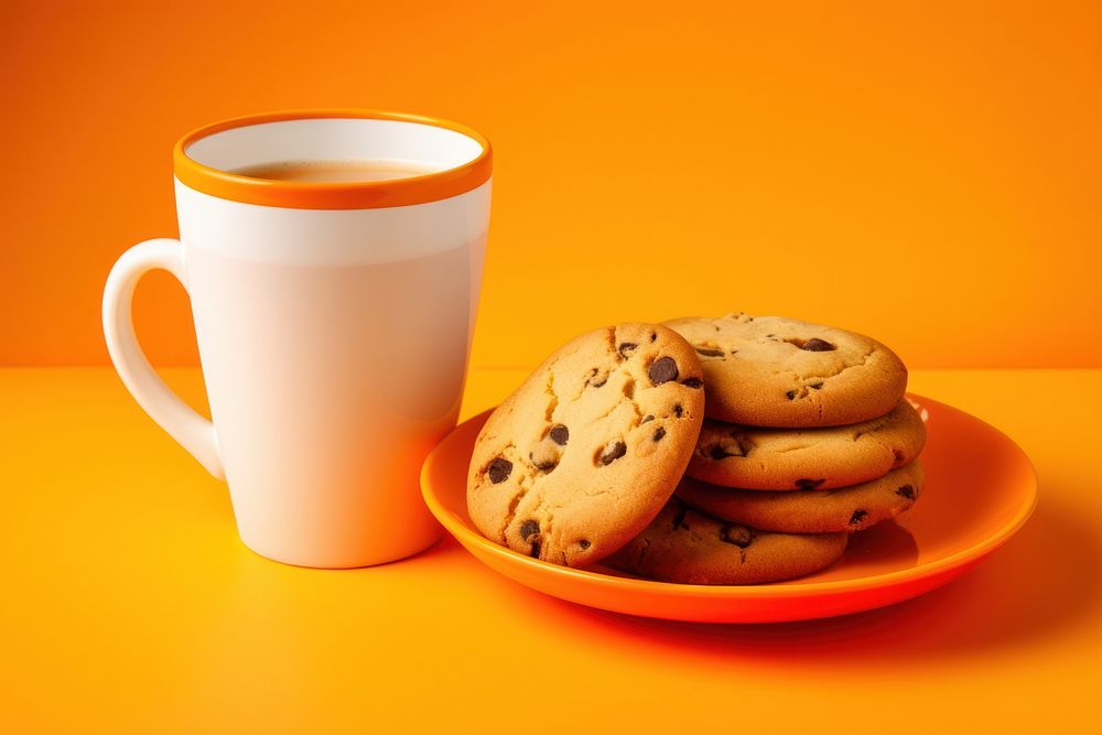 Cup cookie coffee drink. 