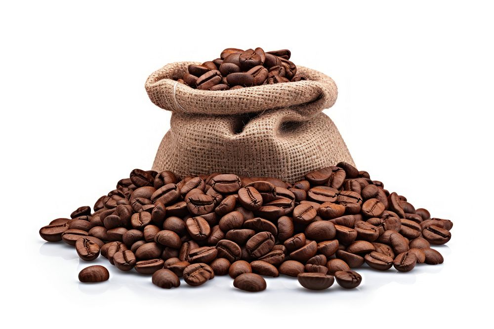 Coffee bag white background coffee beans. AI generated Image by rawpixel.