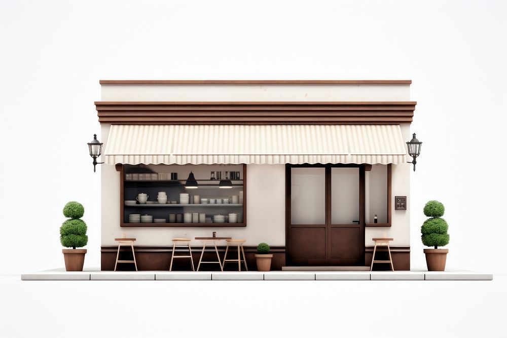 White background architecture coffeehouse dollhouse. AI generated Image by rawpixel.