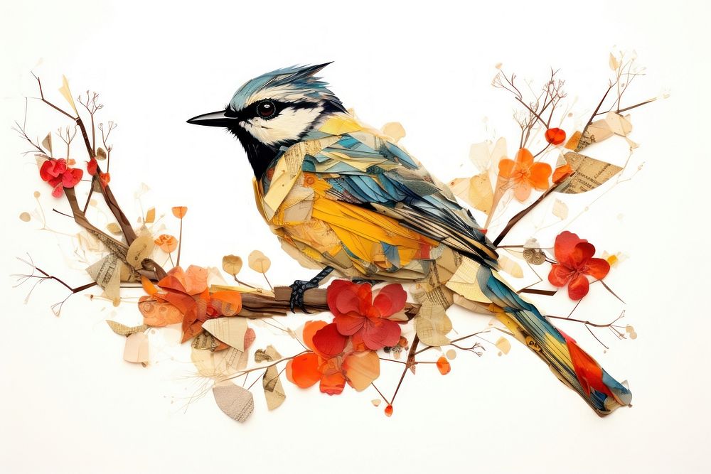 Bird art animal plant. AI generated Image by rawpixel.