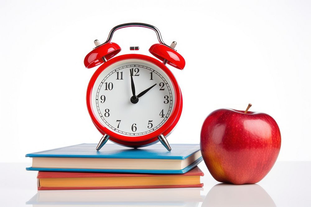 Clock apple book red. AI generated Image by rawpixel.