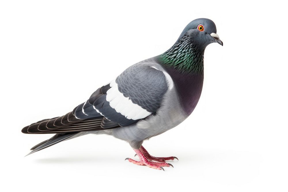 Pigeon bird animal white background. AI generated Image by rawpixel.