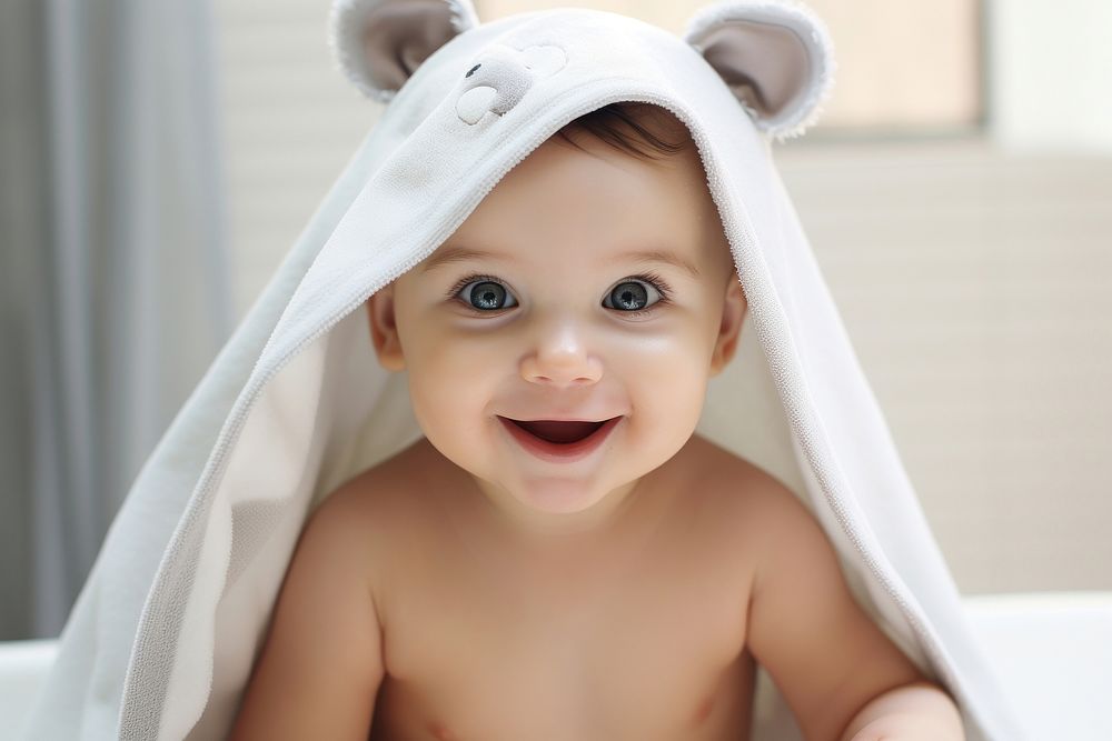 Baby portrait towel photo. 