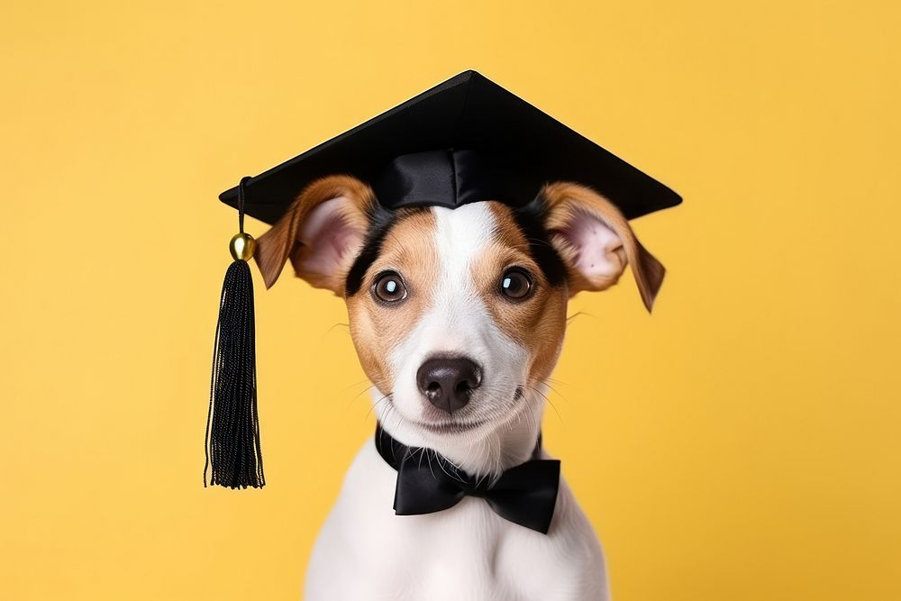 Graduation animal mammal dog. AI generated Image by rawpixel.