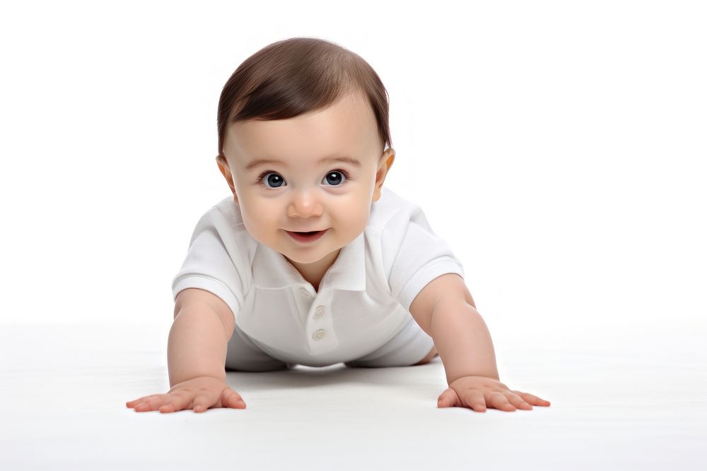 Crawling baby cute white background. AI generated Image by rawpixel.