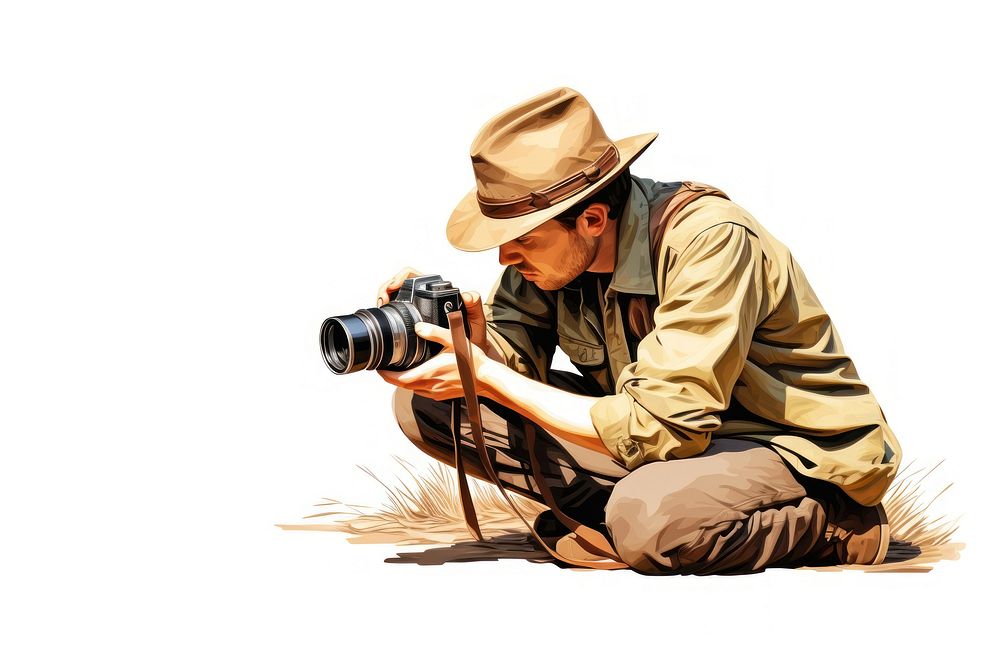 Camera photographer adult white background. AI generated Image by rawpixel.