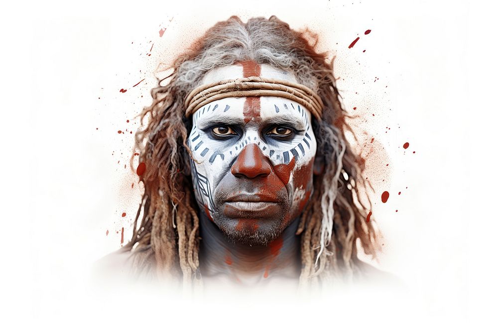 Aboriginal portrait paint adult. AI generated Image by rawpixel.