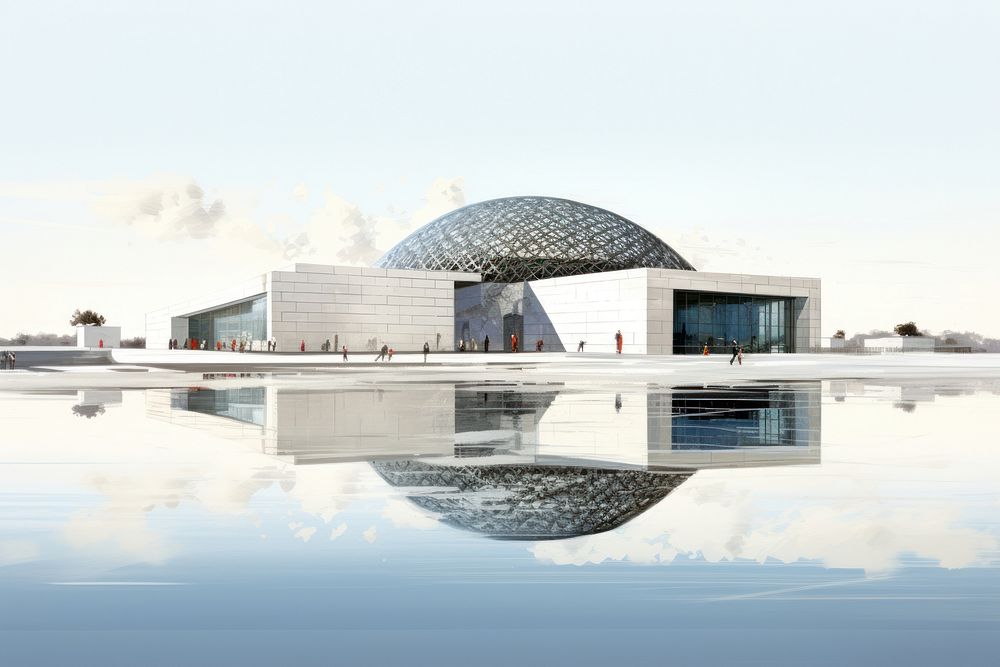 Architecture building planetarium reflection. AI generated Image by rawpixel.