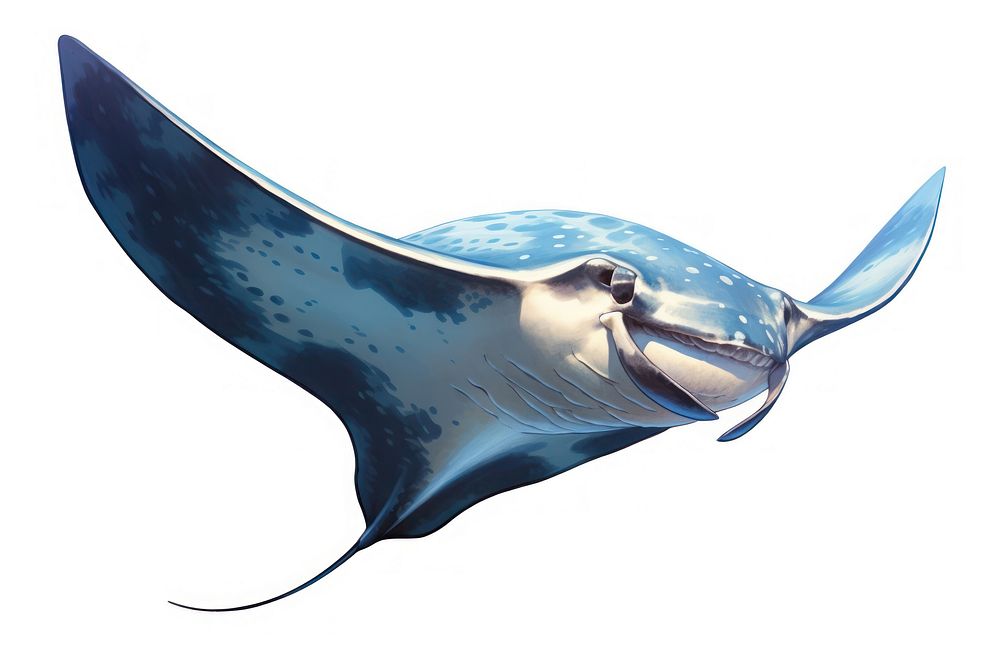 Animal fish white background underwater, digital paint illustration. AI generated image