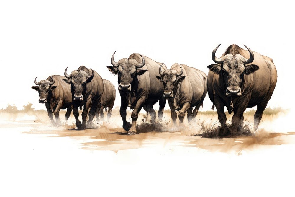 Buffalo herd livestock wildlife. AI generated Image by rawpixel.