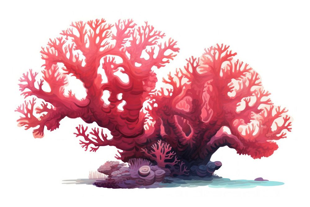 Red coral, digital paint illustration. AI generated image