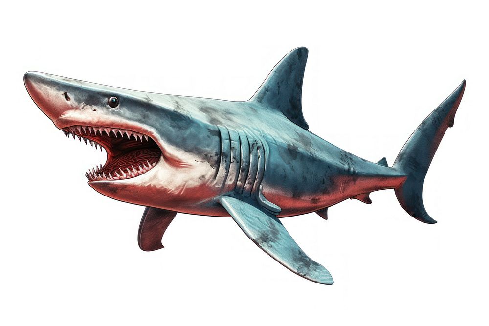 Shark animal fish aggression, digital paint illustration. AI generated image