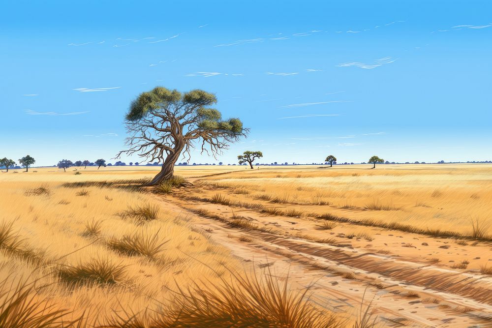 Landscape savanna sky grassland. AI generated Image by rawpixel.