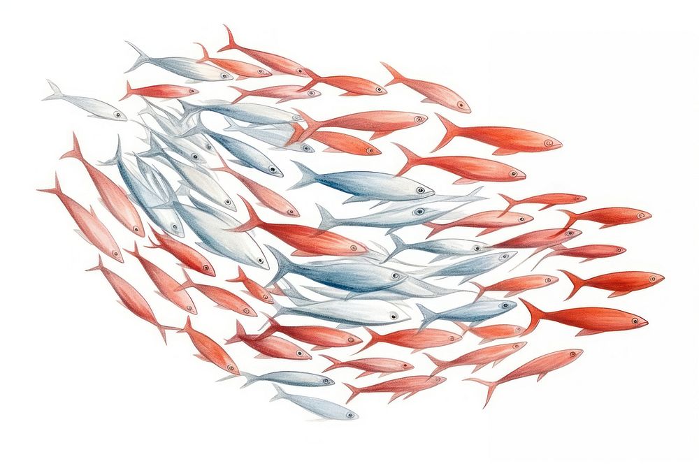 Fish animal white background biology, digital paint illustration. AI generated image