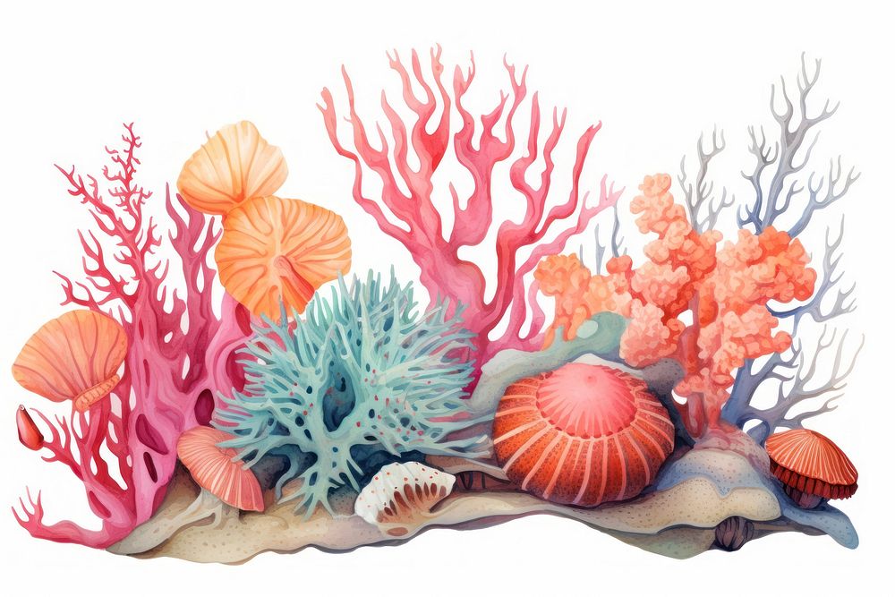 Nature sea coral reef, digital paint illustration. AI generated image