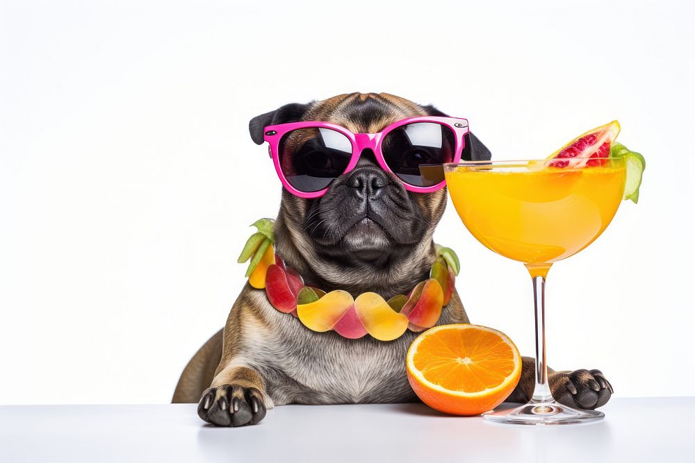 Sunglasses drink dog cocktail. AI generated Image by rawpixel.