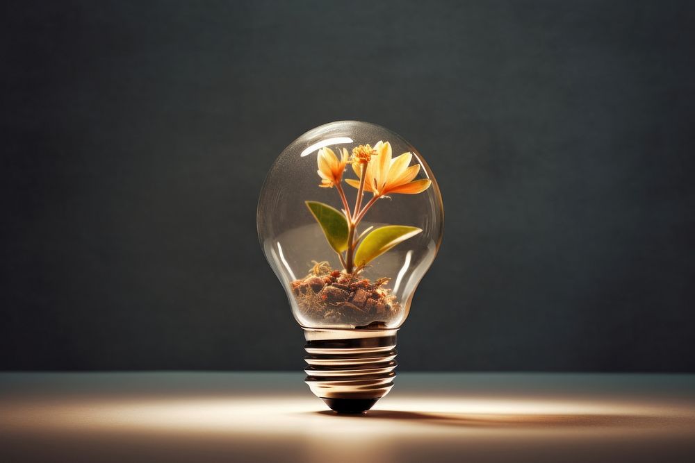 Lightbulb flower plant electricity. AI generated Image by rawpixel.