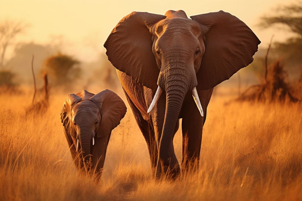 Elephant savanna animal grassland. AI generated Image by rawpixel.