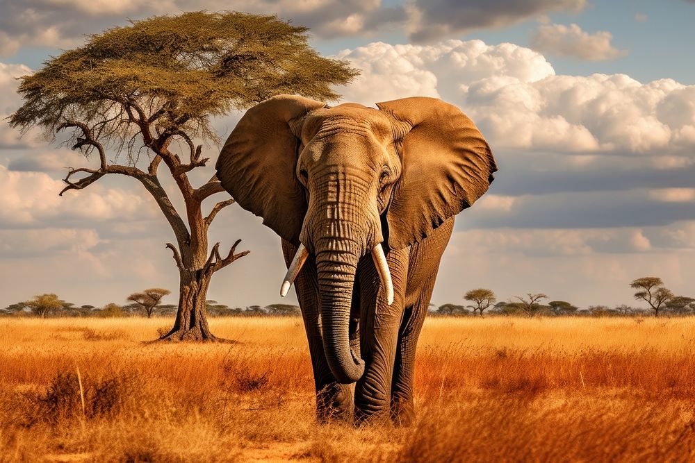 Elephant savanna animal grassland. AI generated Image by rawpixel.