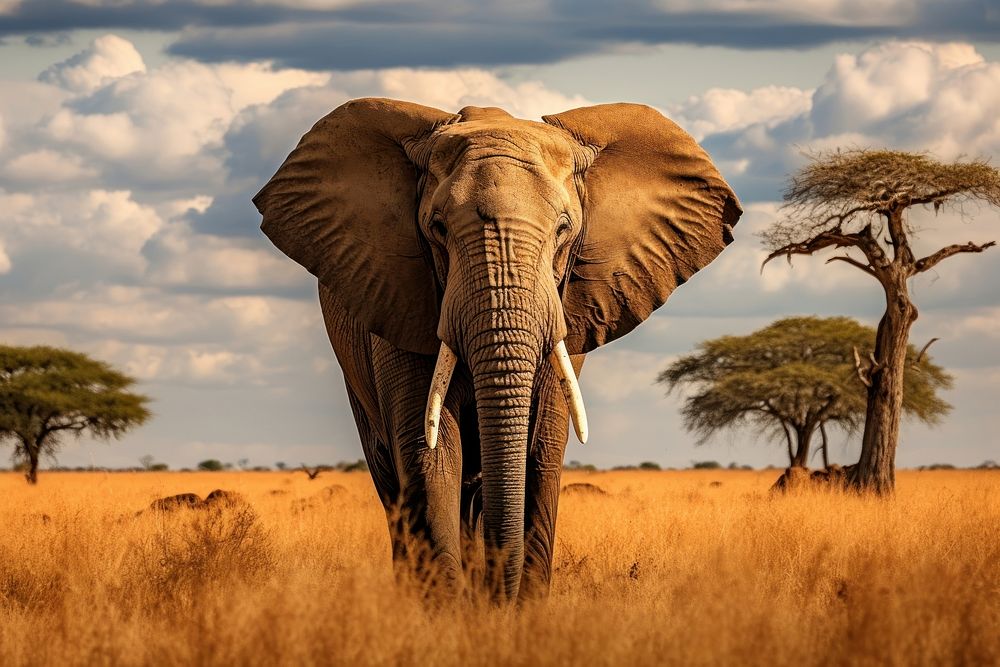 Elephant savanna animal grassland. AI generated Image by rawpixel.