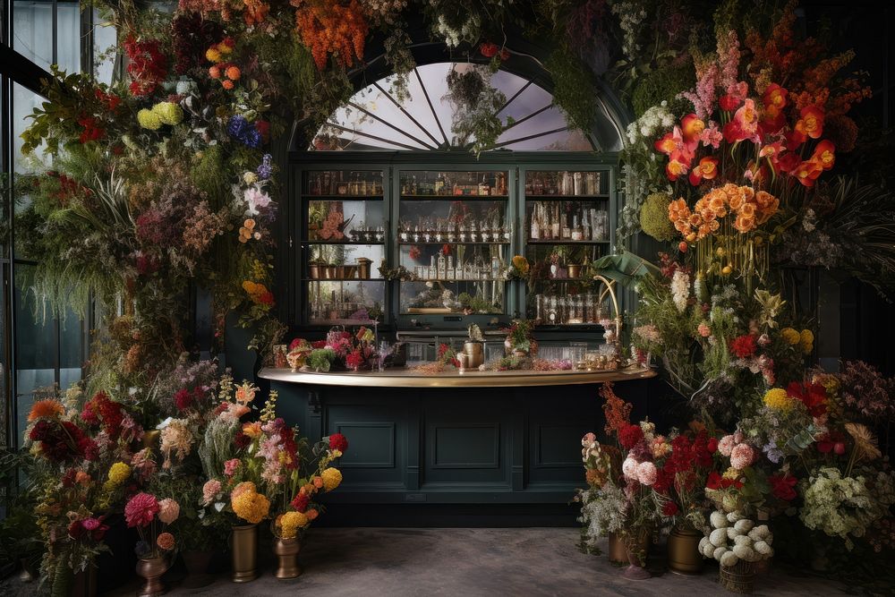 Flower plant bar architecture. AI generated Image by rawpixel.