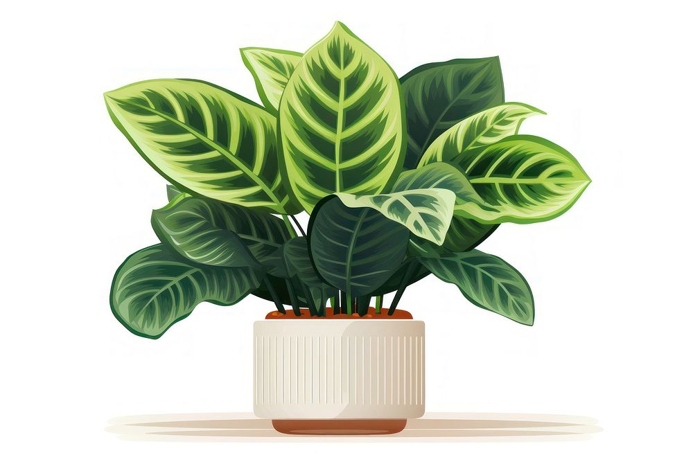 Calathea peacok plant leaf white background houseplant. AI generated Image by rawpixel.