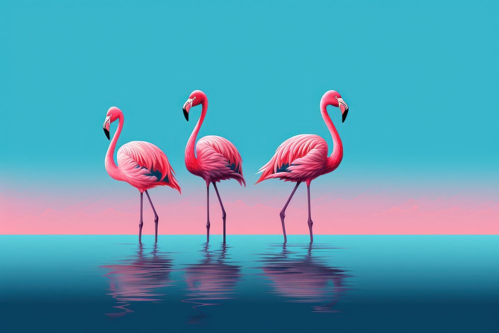 Flamingo animal bird blue. AI generated Image by rawpixel.