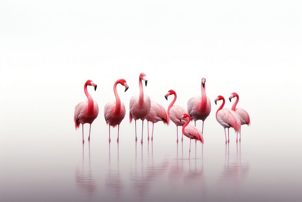 Flamingo animal bird reflection. 