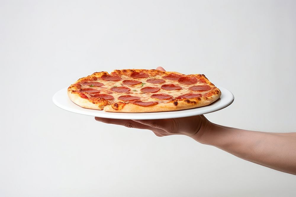 Pizza plate adult food. AI generated Image by rawpixel.