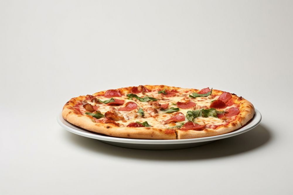 Pizza plate food white background. AI generated Image by rawpixel.