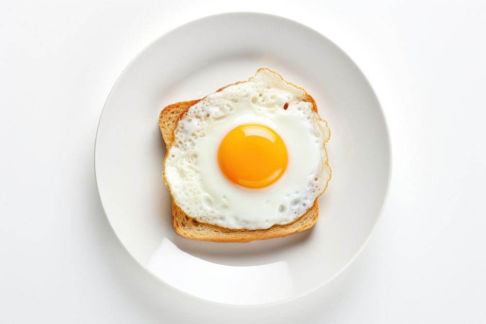 Plate egg bread fried. 