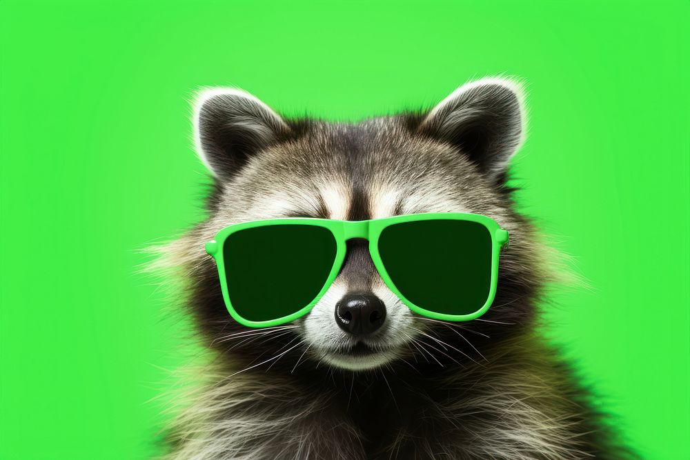 Sunglasses raccoon mammal animal. 