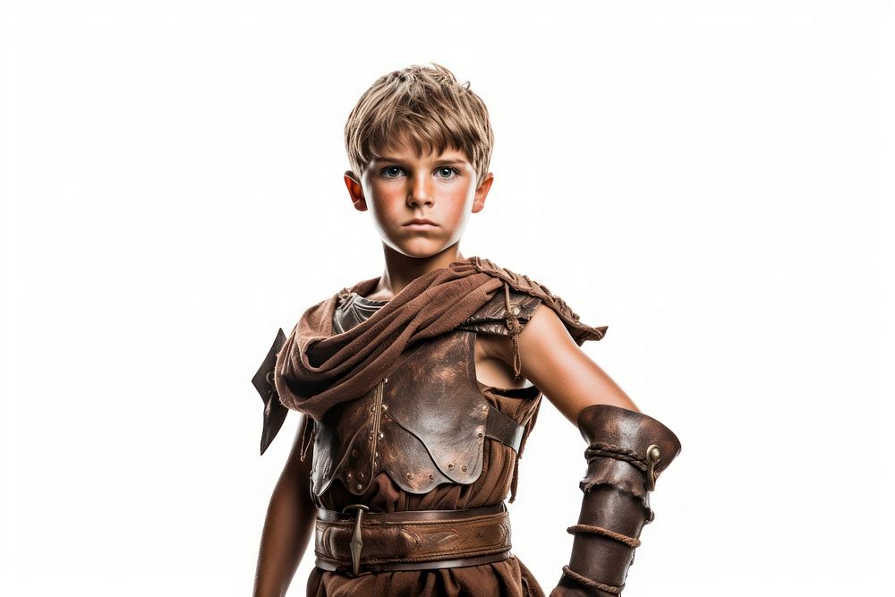 Child portrait warrior costume. AI generated Image by rawpixel.