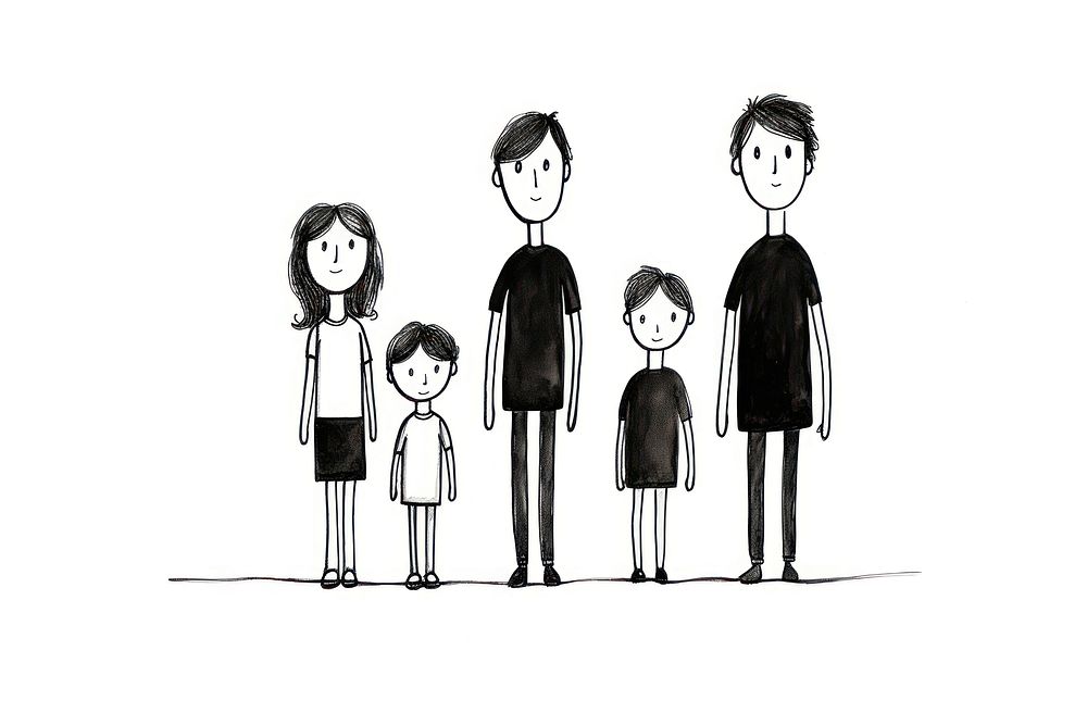 Drawing family sketch white. AI generated Image by rawpixel.