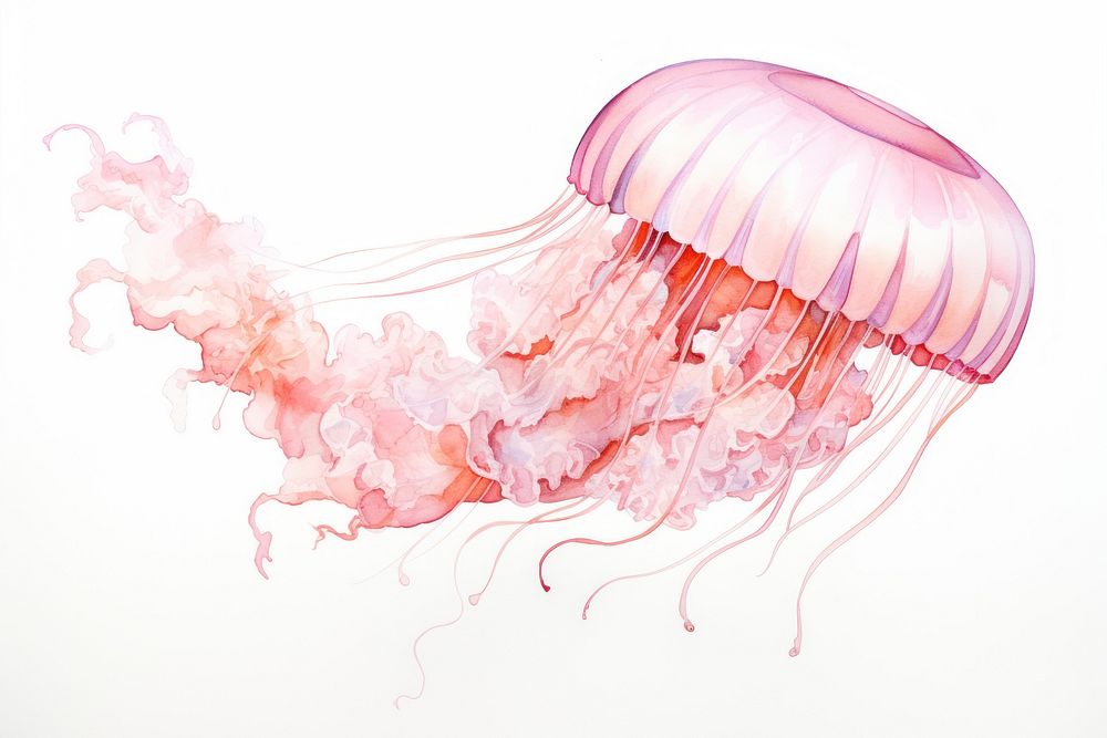 Jellyfish pink invertebrate underwater. AI generated Image by rawpixel.