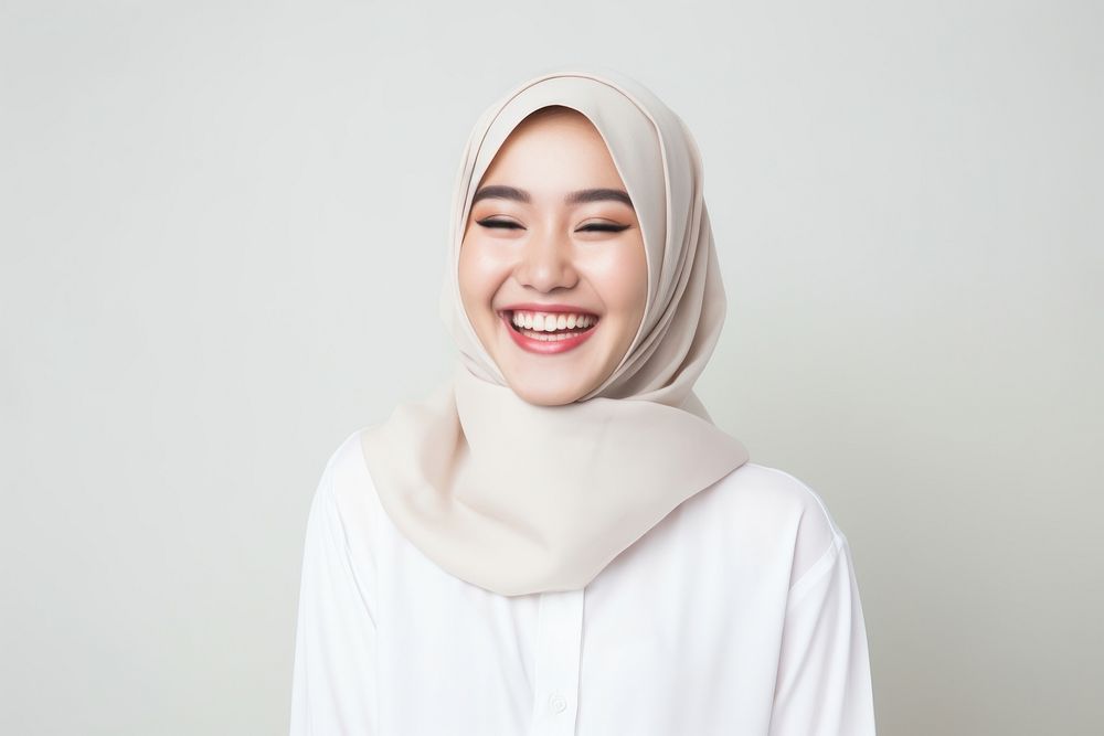 Laughing smiling scarf adult. AI generated Image by rawpixel.