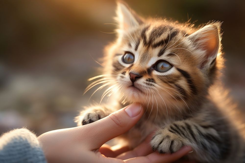 Kitten animal mammal hand. AI generated Image by rawpixel.