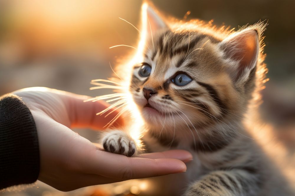 Kitten animal mammal hand. AI generated Image by rawpixel.