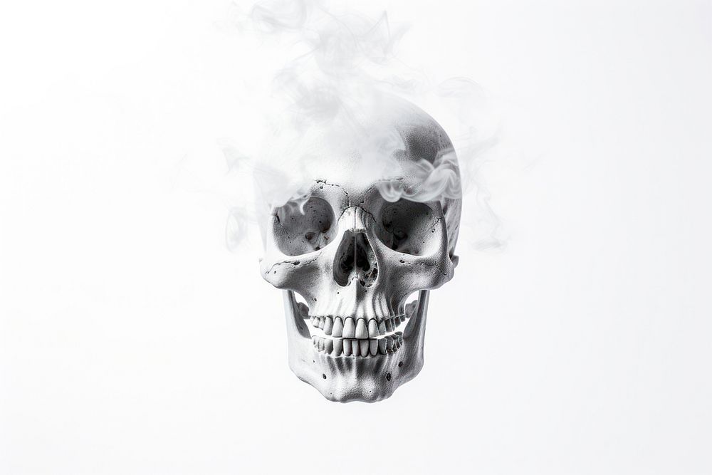 Smoke human human skull monochrome. 