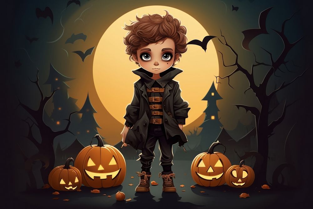 Halloween cartoon night face. AI generated Image by rawpixel.